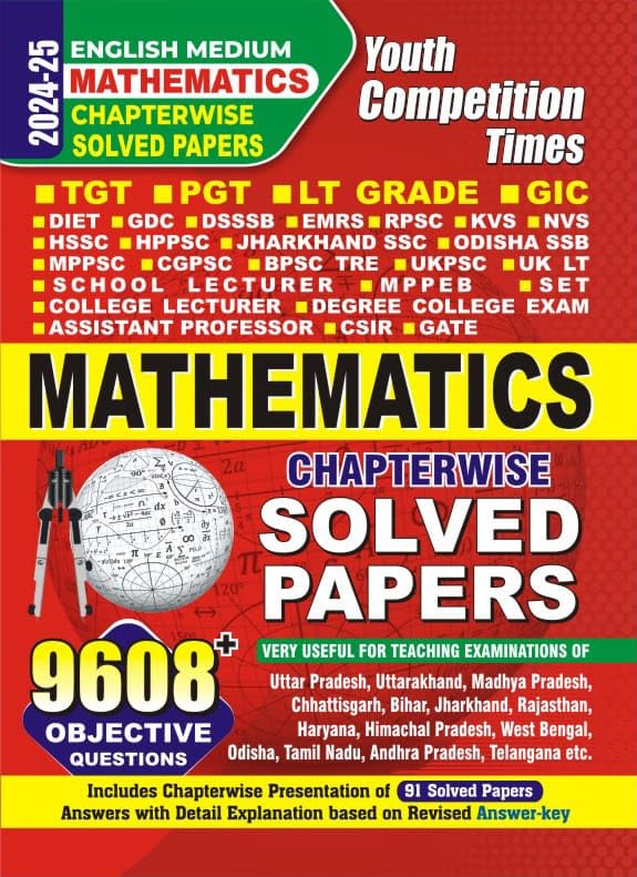 Youth TGT PGT LT Grade GIC 2025 Exam Mathematics Chapterwise Solved Papers 9608+ Objective Questions Book English Medium