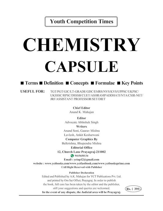  Youth TGT PGT LT Grade GIC 2026 2027 Chemistry Capsule Based On NCERT English Medium