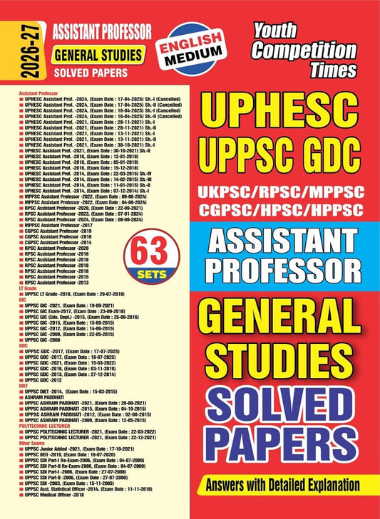 Youth UPHESC UPPSC GDC Assistant Professor 2026 2027 Exam General Studies Solved Papers 63 Sets English Medium
