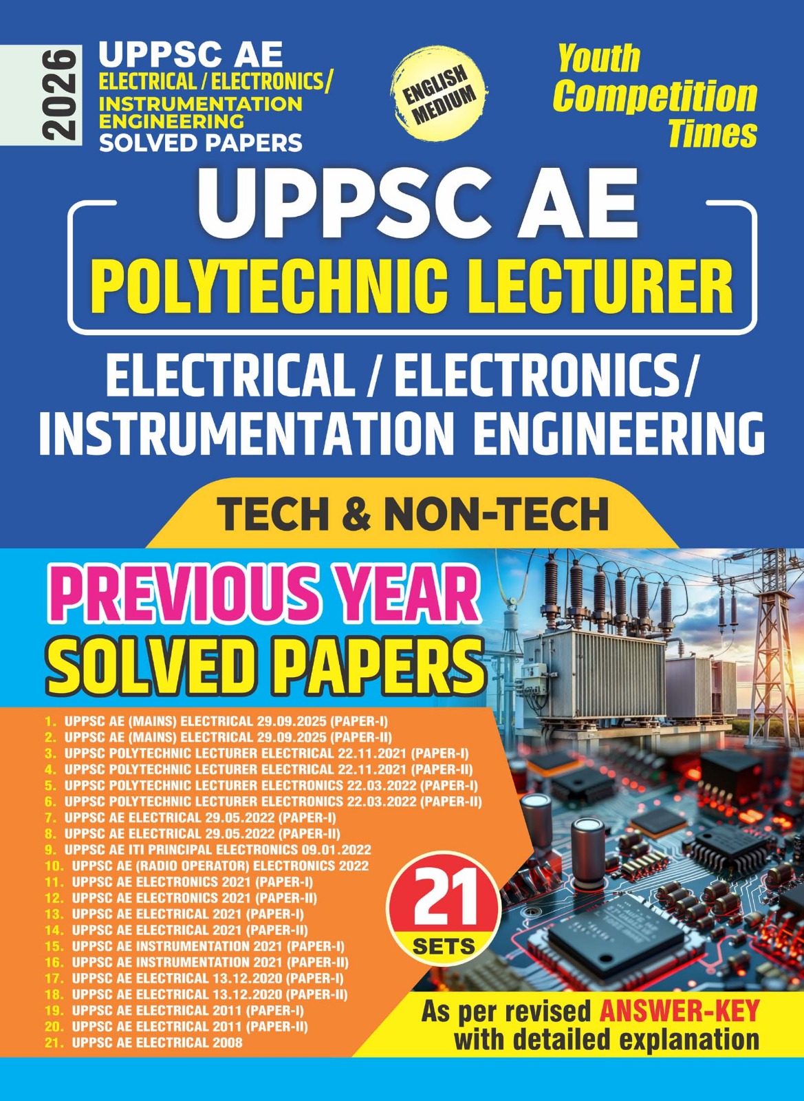 Youth UPPSC AE 2026 Electrical Electronics Instrumentation Engineering Tech and Non Tech 21 Sets Solved Papers English Medium