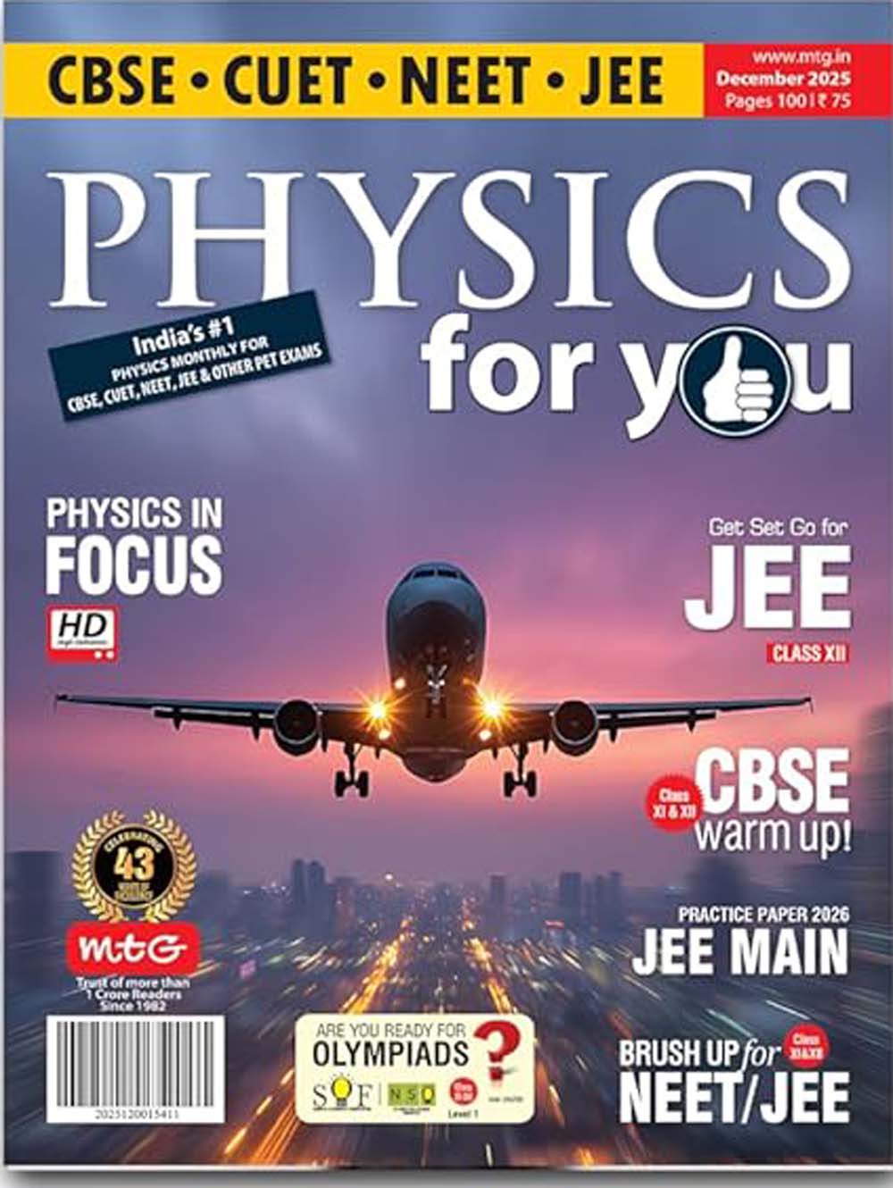 MTG Physics for You Chemistry Today Mathematics Today Biology Today English Monthly Magazine Subscription 2026