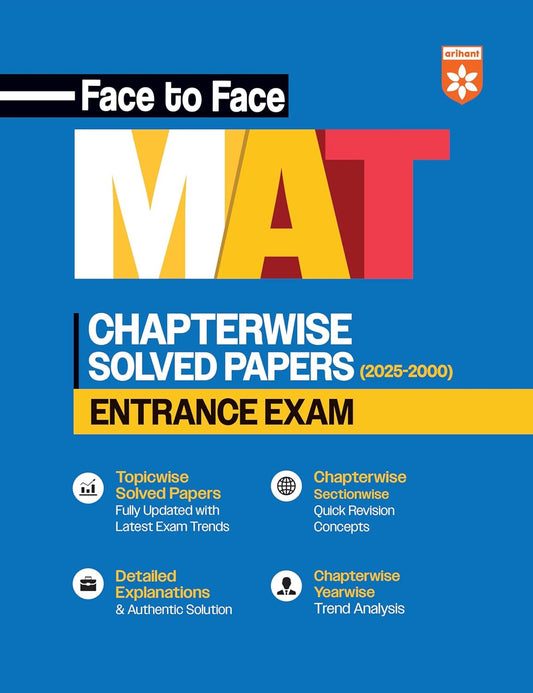 arihant Face to Face MAT 2026 Entrance Exam Solved Papers 2025-2000 Chapterwise English Medium