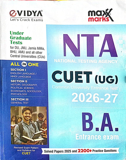 eVidya NTA CUET UG BA 2026 All In One Book for B.A. Section I II And III For 2026-2027 CUET Entrance Exam 2025 With Solved Papers 2025 And 2200+ Practice Questions English Medium