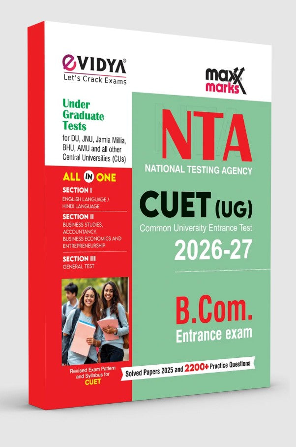 eVidya NTA CUET UG BCom Entrance Guide 2026 2027 Guide Book with Solved Papers 2025 and 2200+ Practice Questions