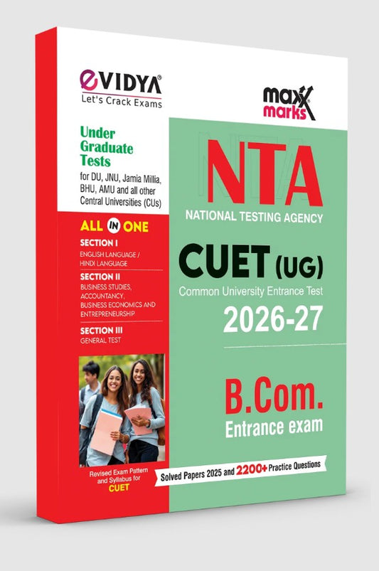 eVidya NTA CUET UG BCom Entrance Guide 2026 2027 Guide Book with Solved Papers 2025 and 2200+ Practice Questions